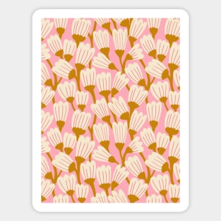 Happy blossom flower pattern in white and pink Magnet